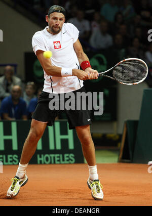 Warsaw, Poland. 15 September 2013. Davis Cup, World Group play-off, Polska - Australia, Lukasz Kubot (POL), fot. Tomasz Jastrzebowski / Foto Olimpik Credit:  Cal Sport Media/Alamy Live News Stock Photo