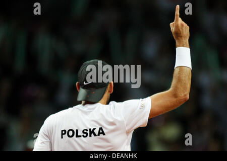 Warsaw, Poland. 15 September 2013. Davis Cup, World Group play-off, Polska - Australia, Lukasz Kubot (POL), fot. Tomasz Jastrzebowski / Foto Olimpik Credit:  Cal Sport Media/Alamy Live News Stock Photo