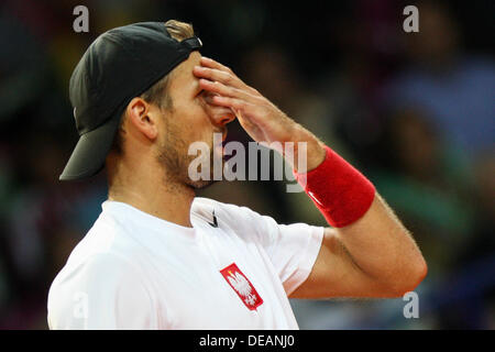 Warsaw, Poland. 15 September 2013. Davis Cup, World Group play-off, Polska - Australia, Lukasz Kubot (POL), fot. Tomasz Jastrzebowski / Foto Olimpik Credit:  Cal Sport Media/Alamy Live News Stock Photo