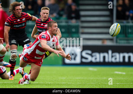 London, UK. 15th September 2013.  Action from Saracens vs Gloucester during the Aviva Premiership Round 2 match played at Allianz Park, London Credit:  Graham Wilson/Alamy Live News Stock Photo