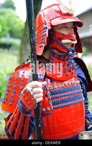Japanese male in Samurai battle dress. Stock Photo