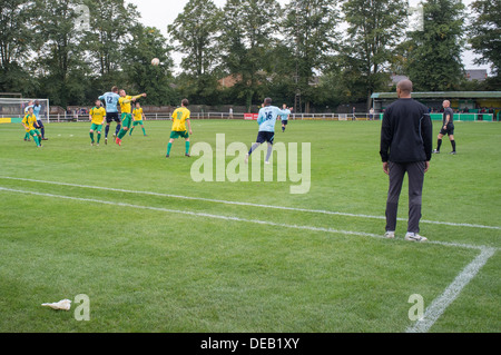 General View taken at Hitchin Town Football Club in North Hertfordshire, UK Stock Photo