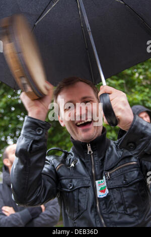 London, UK. 15th Sep, 2013. London Romanians and environmentalists protest outside Parliament against the planned gold mine in Transylvania's Rosia Montana which will use large quantities of cyanide. Credit:  Paul Davey/Alamy Live News Stock Photo