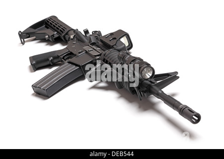 M4A1 (AR15) carbine isolated on white background, studio shot Stock Photo