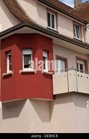 intersecting light and shadows and colour of a German house Stock Photo