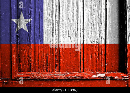 flag of Chile painted on a wooden frame Stock Photo