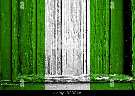 flag of nigeria painted on wooden frame Stock Photo