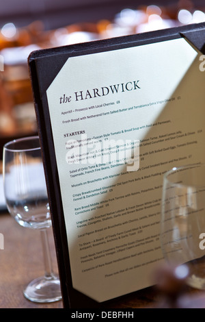 Menu at  The Hardwick, Abergavenny, Wales, UK Stock Photo