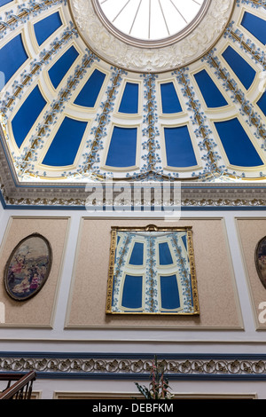 Domed ceiling above grand staircase in Shrigley Hall Hotel, Golf and Country Club, Pott Shrigley, Macclesfield, Cheshire Stock Photo