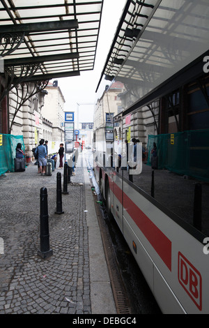 coach, bus, Czech Railways, Deutsche Bahn, Setra, Expressbus, Prague, Nurnberg, Main Station Stock Photo