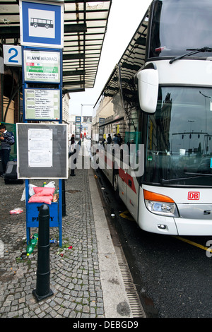 coach, bus, Czech Railways, Deutsche Bahn, Setra, Expressbus, Prague, Nurnberg, Main Station Stock Photo