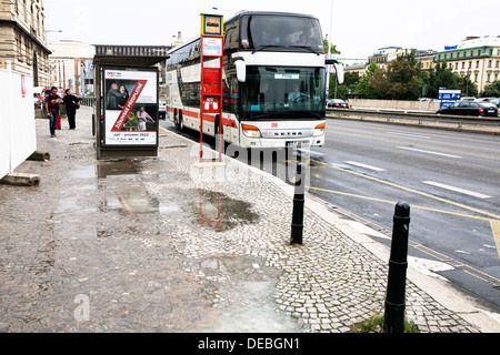 coach, bus, Czech Railways, Deutsche Bahn, Setra, Expressbus, Prague, Nurnberg, Main Station Stock Photo