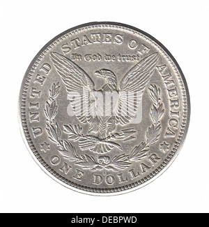 Silver Morgan dollar isolated on white Stock Photo