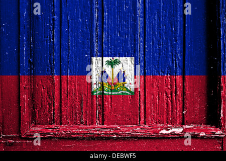 flag of Haiti painted on wooden frame Stock Photo