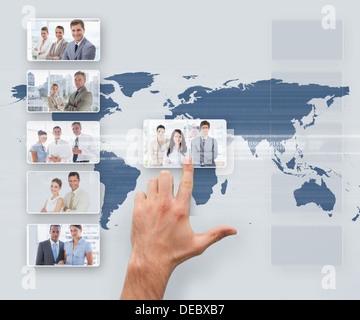 Hand selecting digital interface Stock Photo