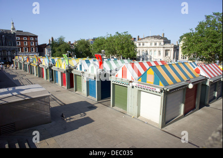 Colorful stalls at Norwich market, July 2013 Stock Photo