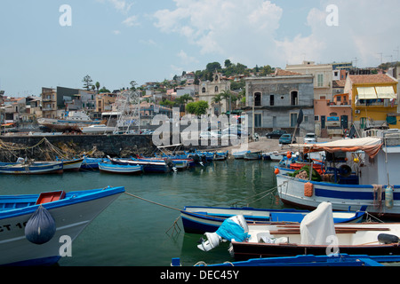 The harbour in Aci Trezza near Taormina, Sicily, Italy Stock Photo