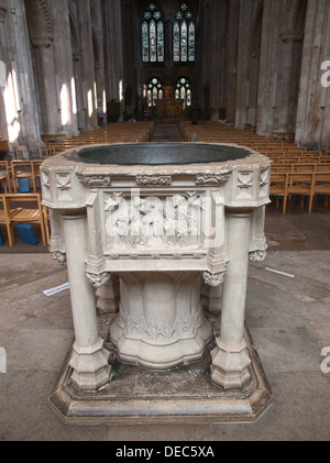 Large Font Romsey Abbey Hampshire England UK Stock Photo