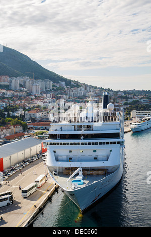 Luxury cruise ships at harbor in Dubrovnik, Croatia Stock Photo