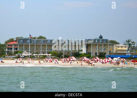 The Congress Hotel in Cape May, New Jersey viewed from the sea. In the National Historic Landmark Cape May historic district. Stock Photo