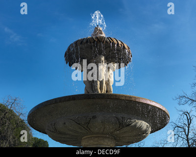 Madrid, Spain, detail of Fuente de la Alcachofa in the Retiro Park Stock Photo