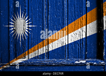 flag of Marshall islands painted on a wooden frame Stock Photo
