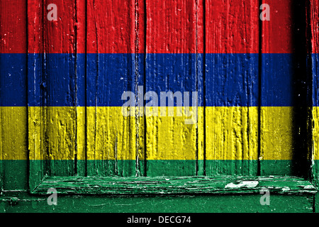flag of Mauritius painted on a wooden frame Stock Photo
