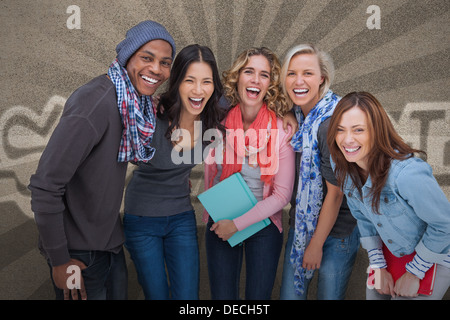 Happy friends posing together on a summer day Stock Photo - Alamy