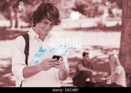 Happy student using his digital smartphone Stock Photo