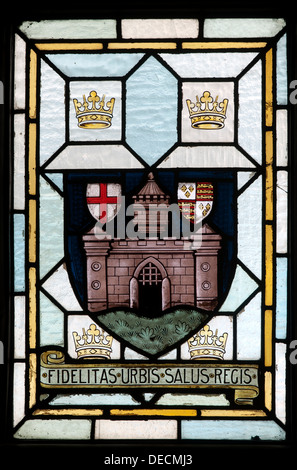 Shropshire coat of arms stained glass, Bridgnorth Town Hall, Shropshire ...