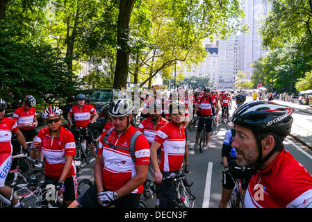 New York, USA. 15th Sep, 2013. Virgin HealthMiles employees will embark on a 270 mile bike ride from Boston to New York City, before concluding in Manhattan’s Central Park in the afternoon of the 15th.  September 15, 2013 in New York City. © Donald bowers/Alamy Live News Stock Photo