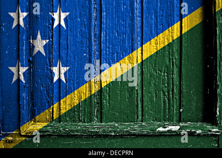 flag of Solomon Islands painted on a wooden frame Stock Photo