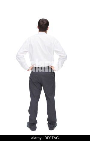 Rear view of classy young businessman posing Stock Photo