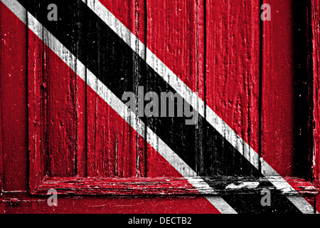 flag of Trinidad and Tobago painted on a wooden frame Stock Photo