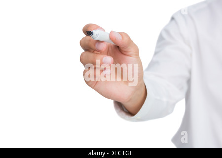 Businessman about to write something Stock Photo