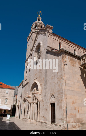 St Mark's Cathedral, Old Town, Korcula, Croatia Stock Photo