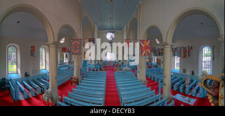 Panorama of Canongate Kirk Church interior,153 Canongate, Edinburgh, Midlothian EH8 8BN Stock Photo
