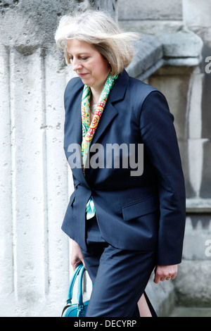 Home secretary Theresa May leaves The Royal Courts of Justice after her evidence to The Leveson Inquiry on 29 May 29, 2012 Stock Photo