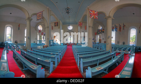 Panorama of Canongate Kirk Church interior,153 Canongate, Edinburgh, Midlothian EH8 8BN Stock Photo