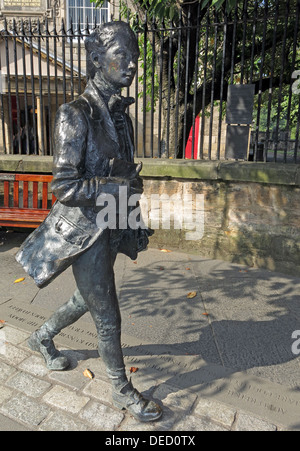 Robert Fergusson Scots Poet bronze Statue from the canongate Edinburgh Royal Mile. Stock Photo