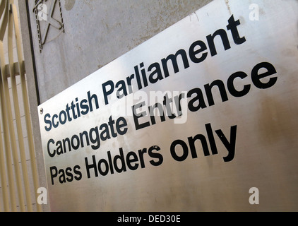 The Scottish Parliament Canon gate door / Government in Edinburgh which would be home of an independent Scotland Stock Photo