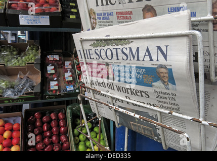 The Scotsman newspaper on sale in Edinburgh Scotland Stock Photo