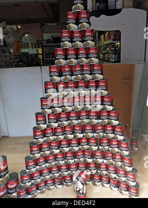 Tins of Scottish Food Grants Premium Haggis , stacked up Stock Photo