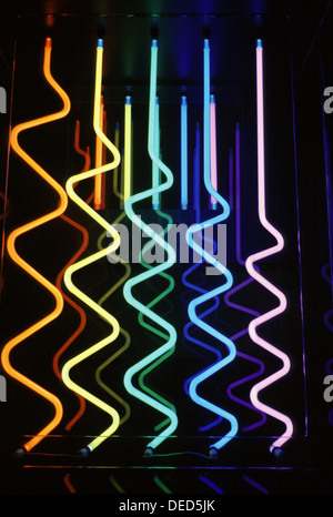 Curved neon tube lights Stock Photo