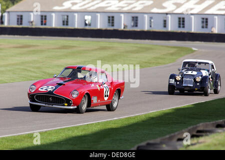 Chichester, UK . 15th Sep, 2013. Goodwood Revival 2013 at The Goodwood Motor Circuit - Photo shows Max Girardo driving a 1958 Ferrari 250 GT Tour de France during the Fordwater Trophy, a 25 minute race for production based sports and GT cars that race between 1955 and 1960. © Oliver Dixon/Alamy Live News Stock Photo