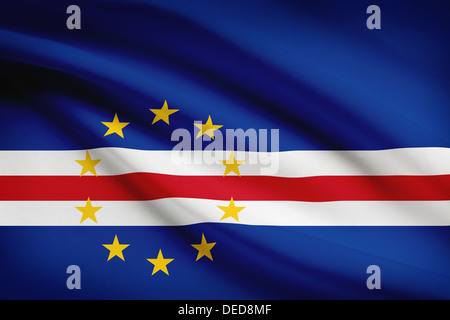 Cape Verde flag blowing in the wind. Part of a series. Stock Photo