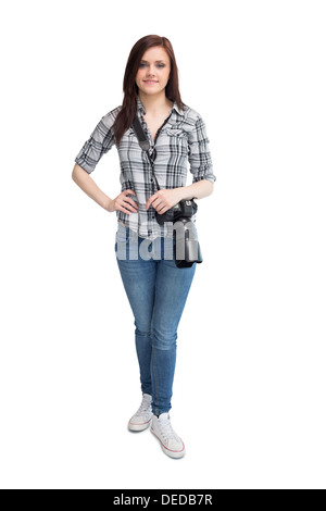 Smiling casual photographer posing Stock Photo