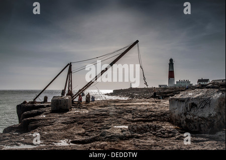 PORTLAND BILL, DORSET, UK - MARCH 15, 2009:  View of the lighthouse on an overcast day Stock Photo