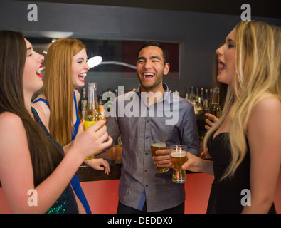 Laughing friends talking Stock Photo