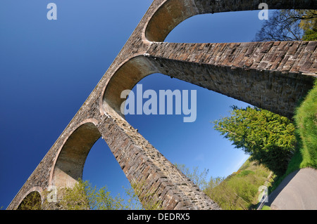 Cynghordy Viaduct on Heart of Wales Railway, built 1867 with 18 arches Abstract view Stock Photo